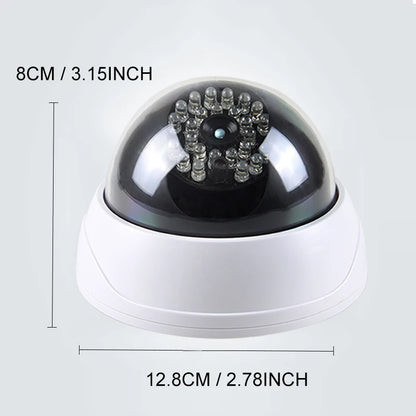 1PC Dummy Fake Camera with LED Red Light, Battery Operated, No Wiring Required, Indoor Outdoor Fake Dome Security Camera