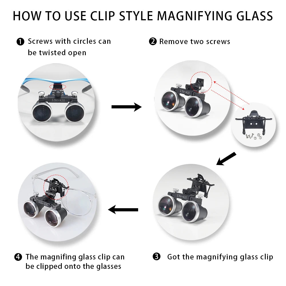 Dentistry Binocular Magnifier 2.5X 3.5X Ultra-lightweight Optical Loupes 320-420mm Magnifying Glass for Dental Surgery