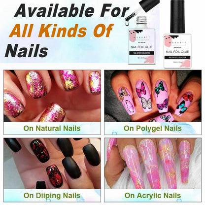 Makartt Nail Foil Glue Gel for Nail, Foil Gel Transfer for Nails Art Stickers Strong Adhesion Foil Transfer Gel Soak Off Salon