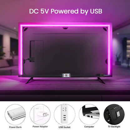 5V USB RGB COB LED Strip Light Bluetooth APP Control Music Sync 576LEDs/m High Density Flexible Ribbon RGB Tape TV Backlight