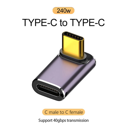 5A Type-C OTG Adapter 240W Fast Charging Data Converter USB4.0 40Gbps Support 8K 60Hz USB C 90/180 Degree Elbow Adapter