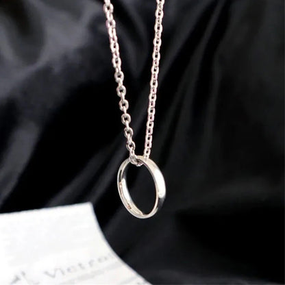 Hot Sale Fashion Ring Pendant Necklace Metal Silver Color Couple Chain Necklaces Men Women Hip Hop Jewelry Gift