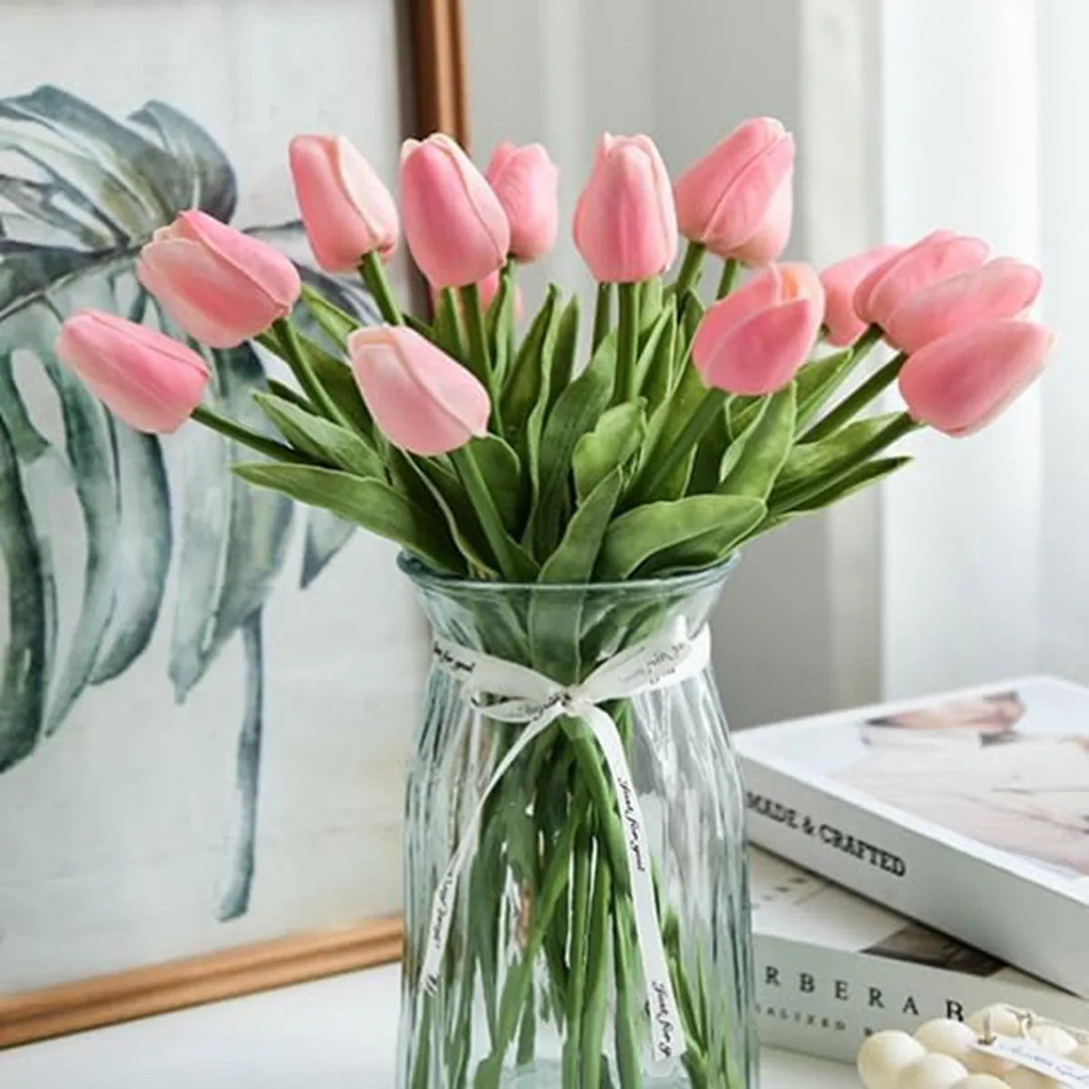10Pcs Artificial Flower Realistic Touch Tulip Scrapbooking Vase Home Decor Wedding Garden Arch Garland  Mother's Day Bouquet diy