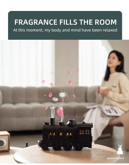 Retro Mini Train Shape Aromatherapy Essential Oil Diffuser Ultrasonic Cool Mist Air Humidifier with Lamp Aroma Difusor Atomizer