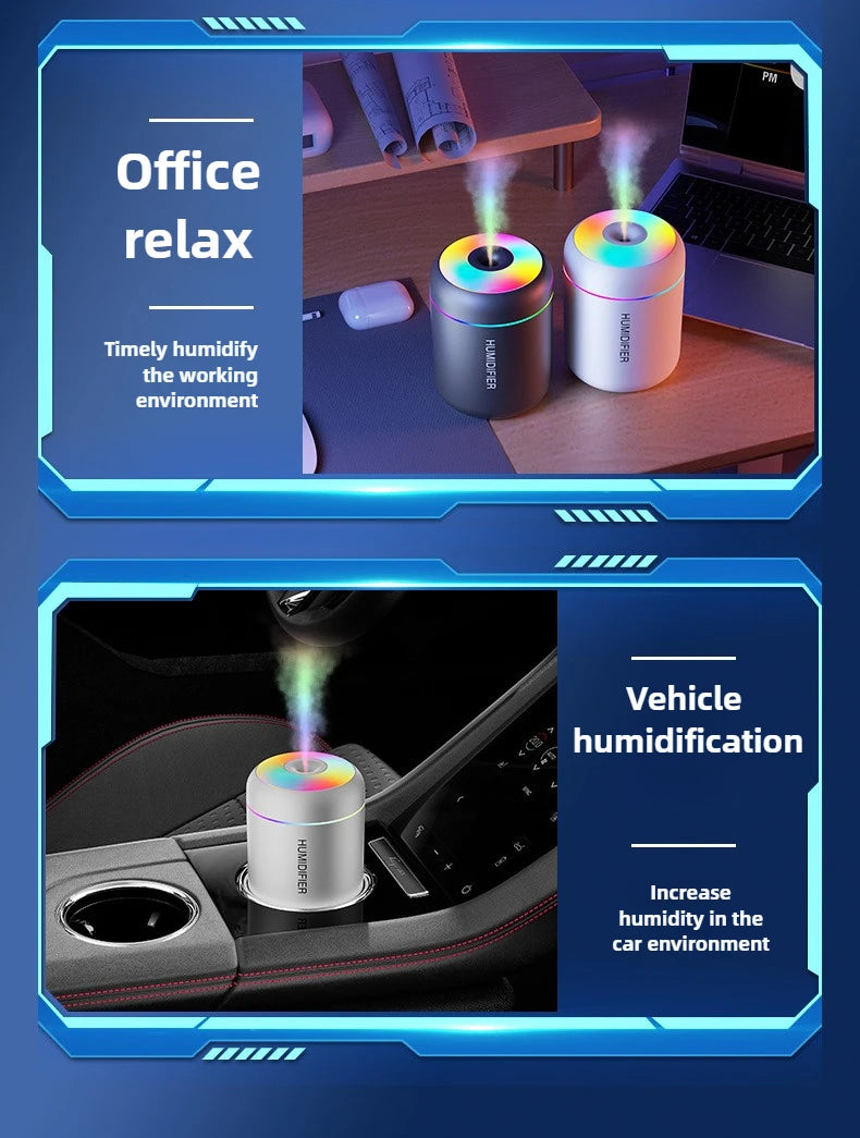 180ML USB Mini Air Humidifier Aroma Essential Oil Diffuser for Home Car Ultrasonic Mute Mist Maker Diffuser with LED Color Lamp