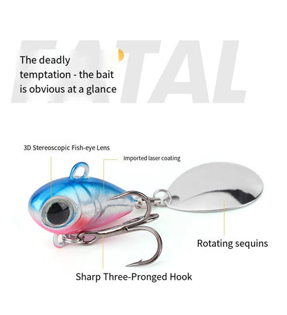 Wobble Rotating Metal VIB Vibration Bait Spinner Spoon Jig Fishing Lures 15g 20g Artificial Hard Baits Sequins Pesca Lure