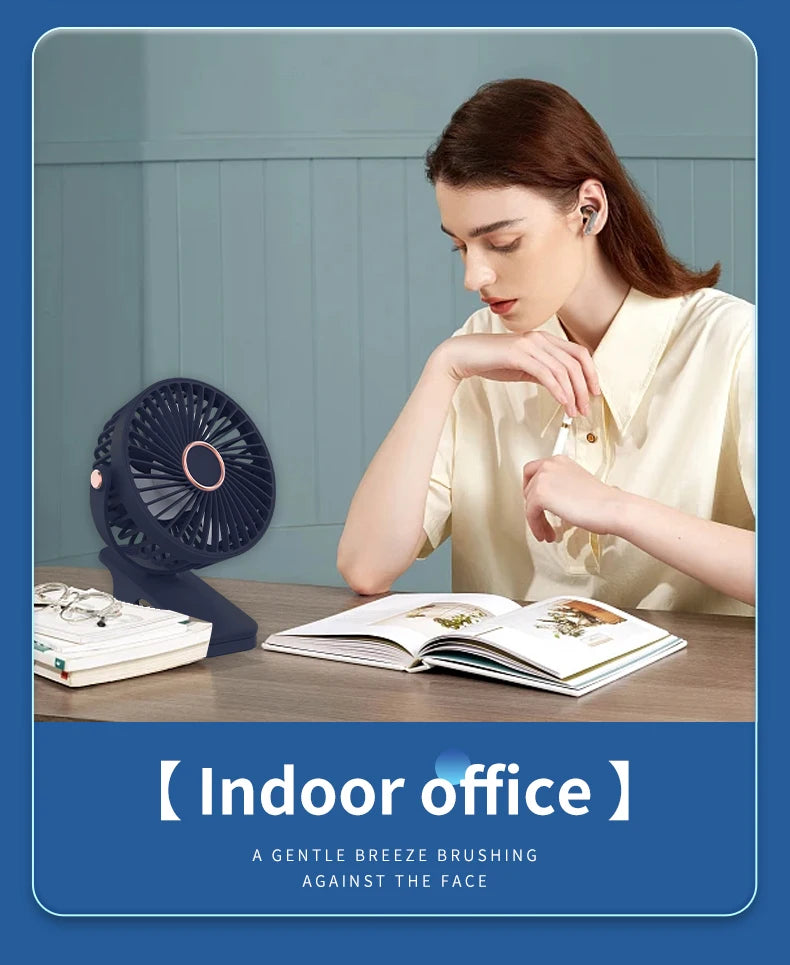Portable USB Mini Handheld Clip Fan Convenient And Ultra-quiet Electric Fan Rechargeable Student Cute Small Cooling Ventilador