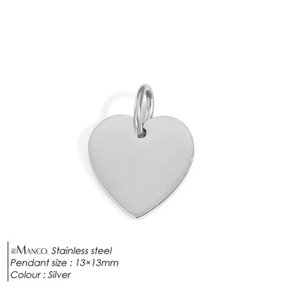 eManco Mother's Day Blank Heart Charm Stainless Steel Waterproof Polished Pendant Making DIY Necklace Bracelet 48 Hour Shipping