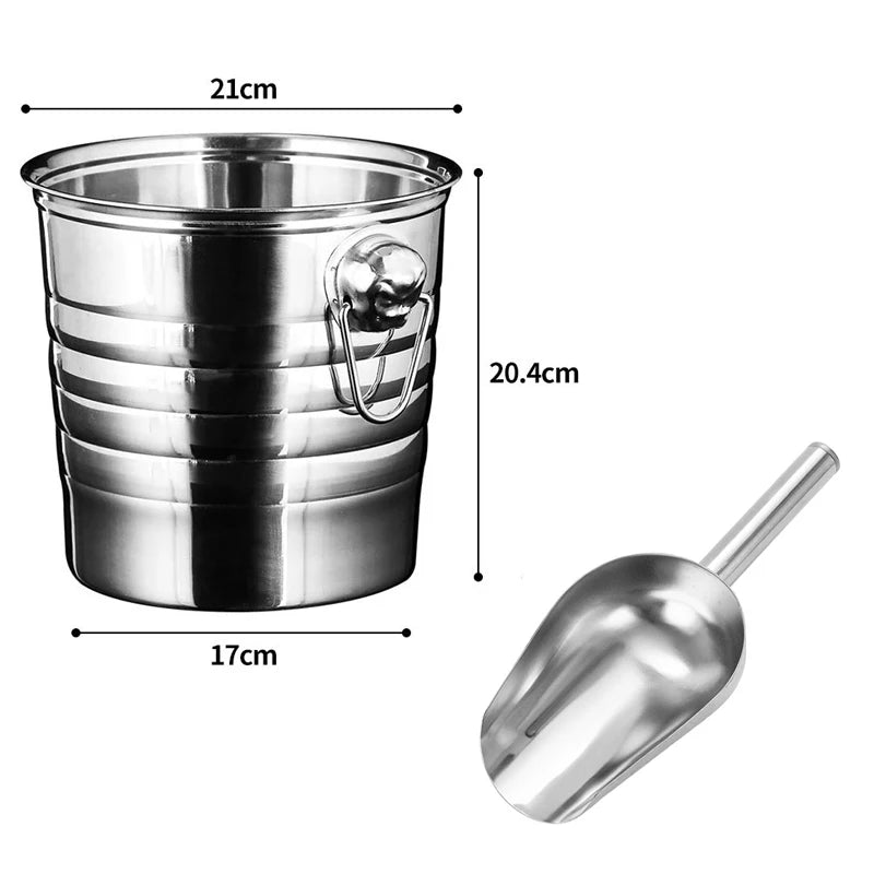 1600ML Ice Bucket- Double Stainless Steel Insulated Durable Portable Summer Drinks Champagne Beer for Outdoor Picnics Bar Events