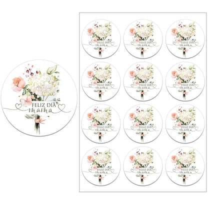 Feliz Día De La Madre Español Happy Mother's Day Decor Stickers Labels Floral Self-adhesive Paper Labels