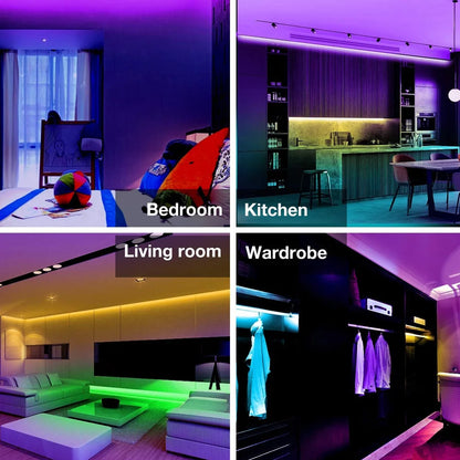 5m 10m 20m RGB+CCT LED Strip 24V 5050 Colorful+Dual White Flexible Dimmable Room Decor Party Light 2.4G RF Touch Panel Remote