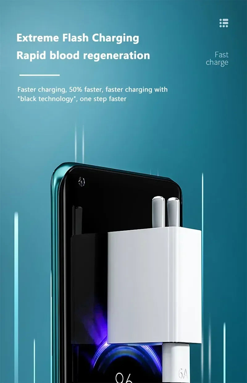 Total 67W USB GaN Charger Fast Charging Wall Phone Adapter 6A USB to TypeC Cable Quick Charge 3.0 Plug For iPhone Samsung Xiaomi