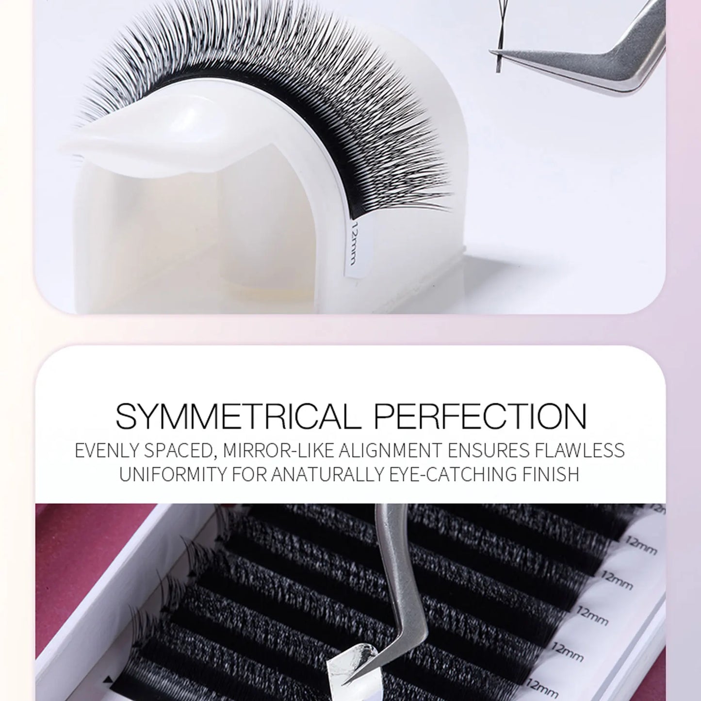 DeceMars V-shaped 3D eyelash extensions Matte Black 12 Rows/Tray