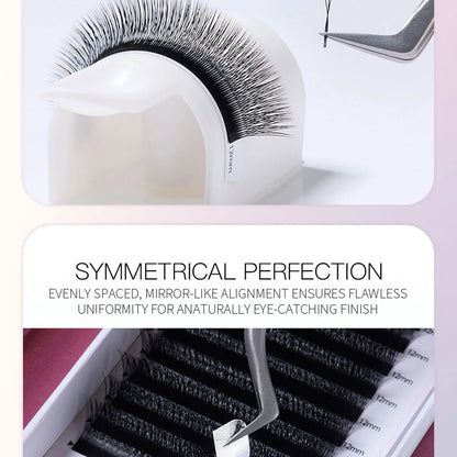 DeceMars V-shaped 3D eyelash extensions Matte Black 12 Rows/Tray