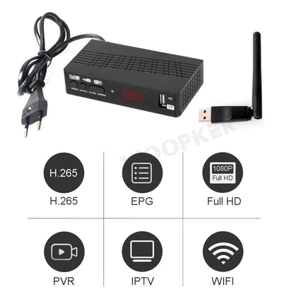 DVB T2 Digital Terrestrial Receiver TV BOX H.264 HD TV Tuner Receptor Support Youtube Europe Spain France EU US UK