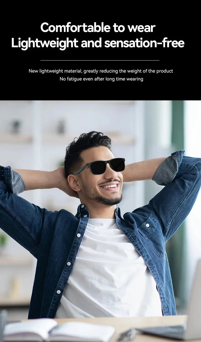 AI Smart Glasses Remote Control Touch Photo Camera Recording Translator Voice Assistant Music Wireless Bluetooth Sunglasses