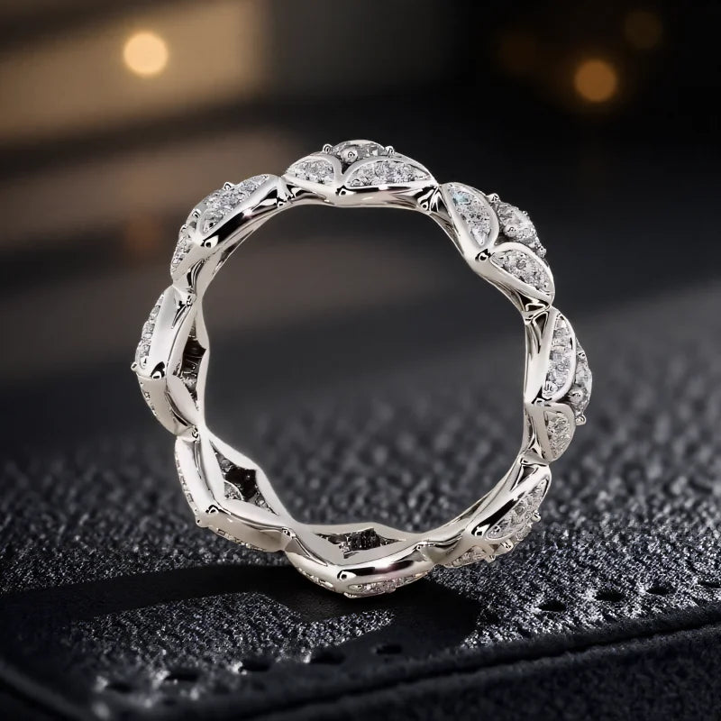 Geometric White Zircon Round Stone Rings For Women Silver Color Engagement Pormise Band Bridal Wedding Jewelry Mother's Day Gift