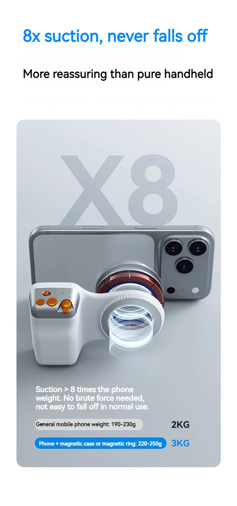 Magnetic Phone Camera Shoot Hand Grip Zoomable Smart Phone Holder Shooting Aid Remote Control Handle For Iphone Android Phone