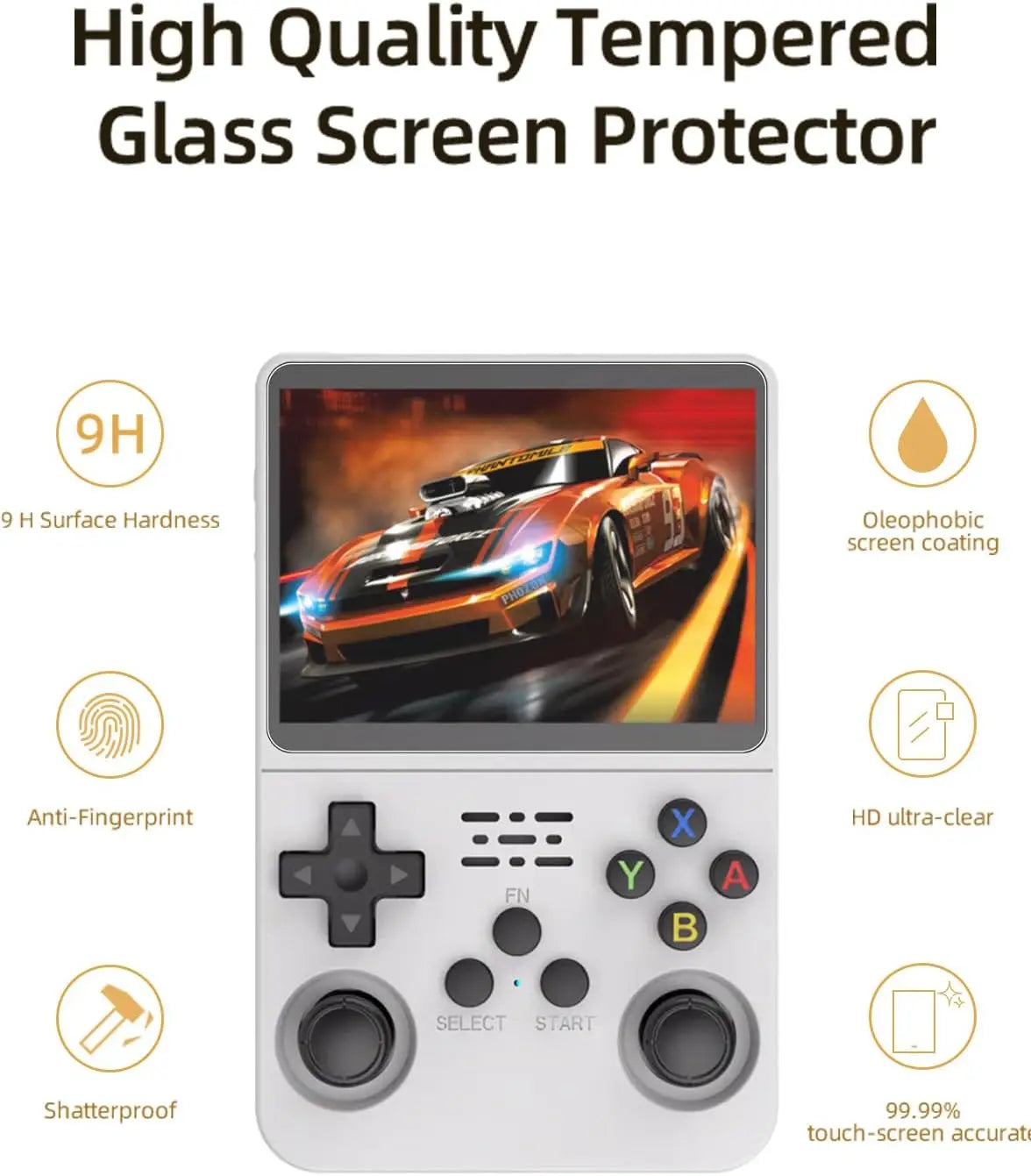4 IN 1 Case+Glass for R36S Game Console Travel Carrying Storage Bag & Screen Protectors Tempered Glass Film for R36S Accessories