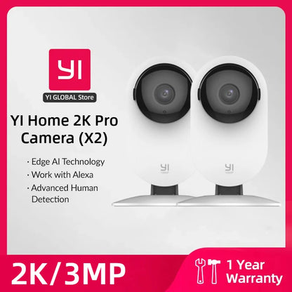 YI Pro 2K Wifi Home Camera 2/4pcs Kit 3MP with Night Vision IP Security Protection AI Powered Human/Sound Detection