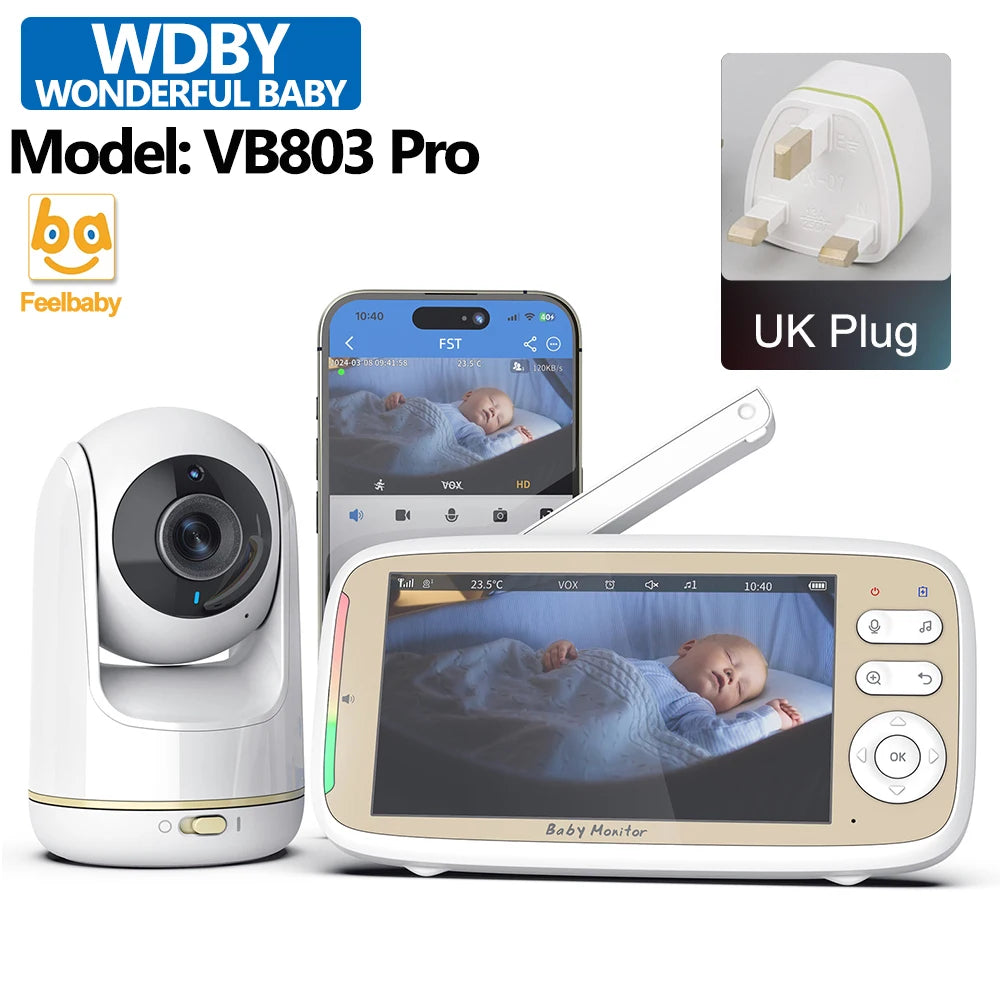 5 Inch Baby Monitor 3x Zoom PTZ Cam APP+monitor Dual Control WIFI Electronic Baby Sitter Two Way Audio Night Vision Baby Phone