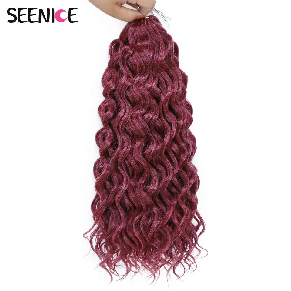 18 24“Synthetic Deep Wavy Twist Crochet Hair Afro Curls Water Wave Crochet Braids Ombre Brown Braiding Hair Extensions For Women