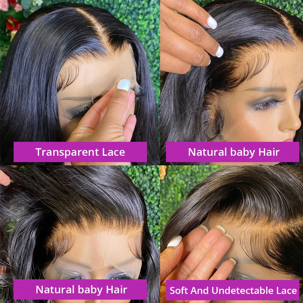 40 50 Inch 13x4 13x6 HD Transparent Bone Straight Lace Front Wigs 250 Density 360 Full Lace Brazilian Human Hair Wigs For Women