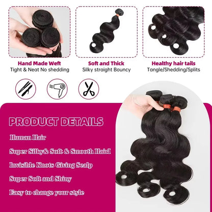 28 30 Inch Raw Brazilian Human Hair Bundles Body Wave Loose 3 4 Bundle Virgin Remy Hair Extension For Women Sew In Quick Weave