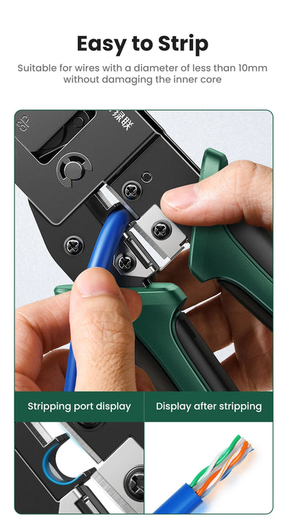 UGREEN RJ45 Crimper Tools RJ45 Crimping Pliers for CAT6/7 Ethernet Lan Cable Network Cutter Stripper Plier Multifuntion Tool