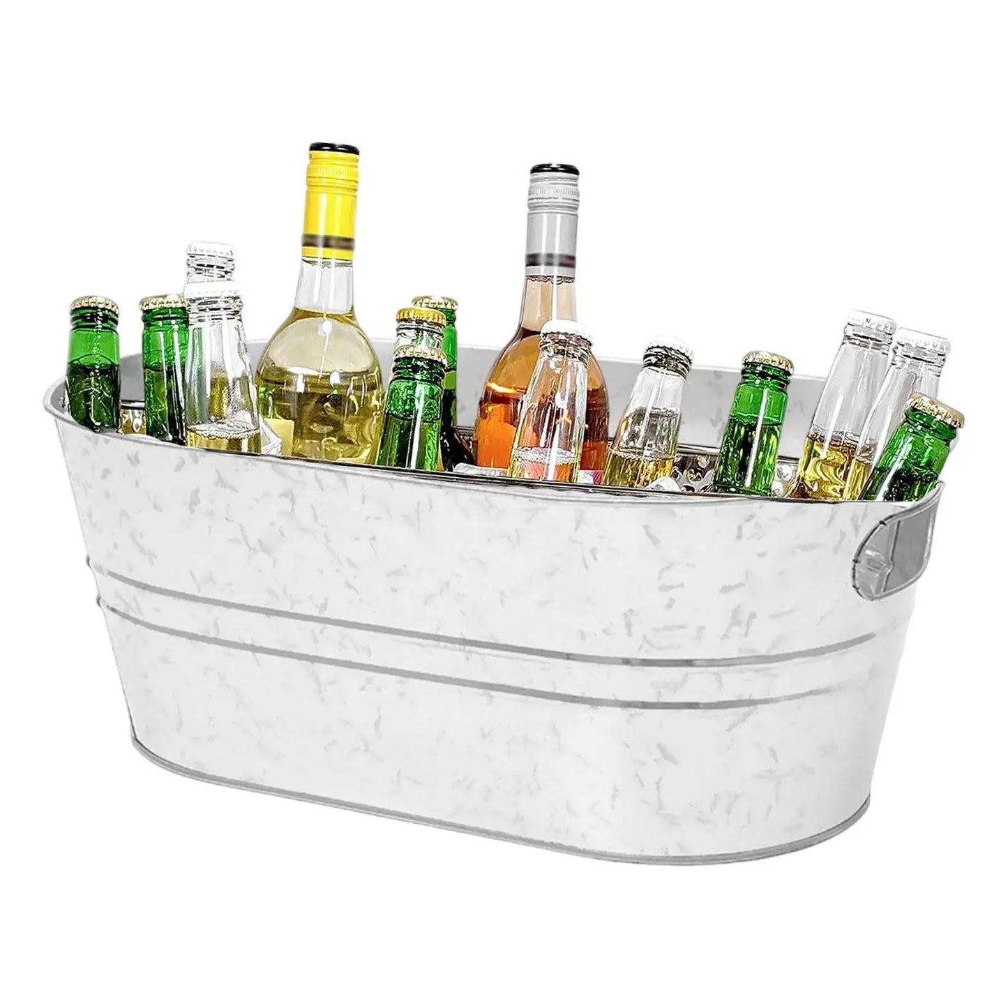 Galvanized Steel Metal Oval Tub Beer Champagne Cocktail Cooler Galvanized Bucket for Home Parties Home Swim Pool Party
