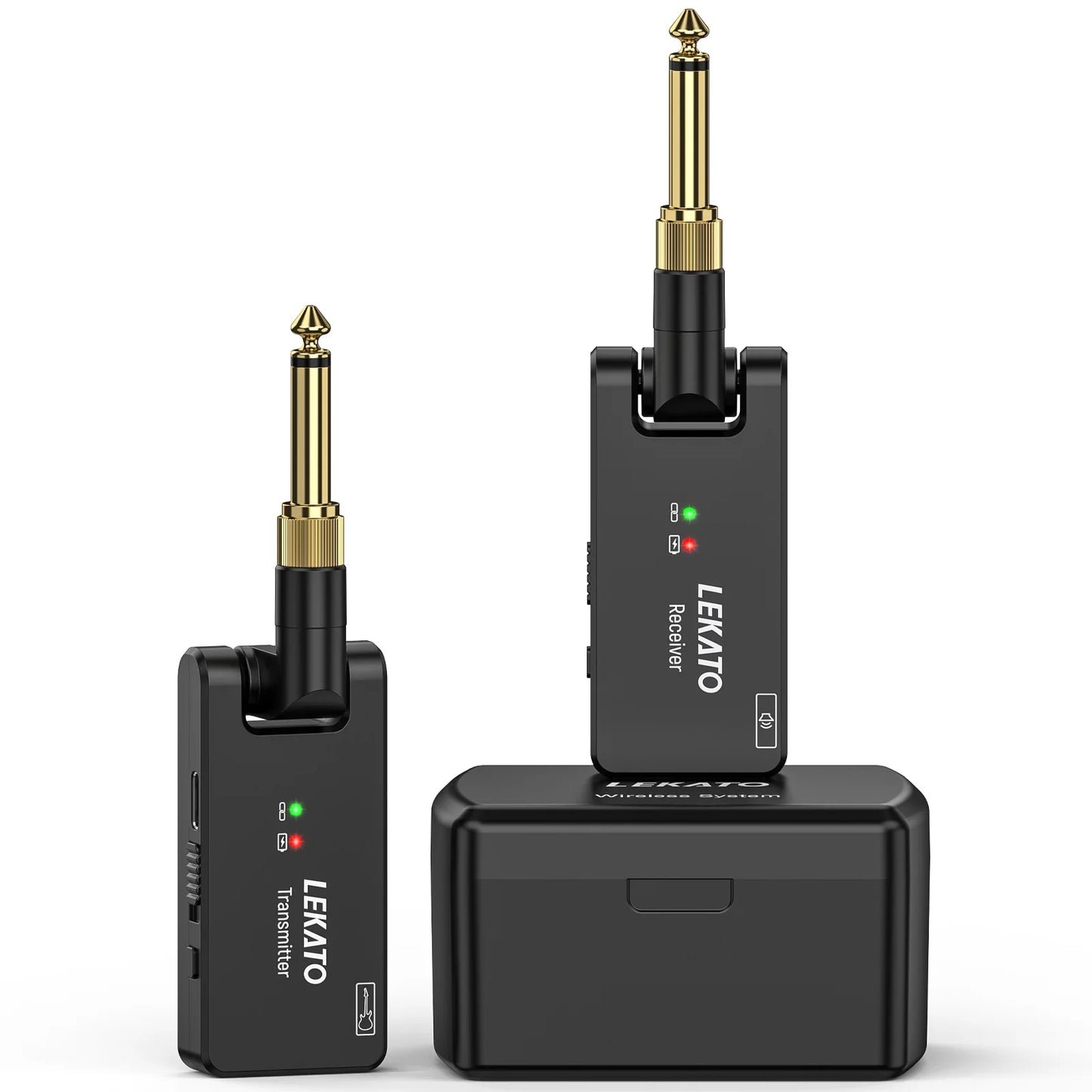 LEKATO Wireless Guitar System Guitar Wireless Transmitter Receiver 2.4Ghz Rechargeable Wireless Audio System (WS-100)