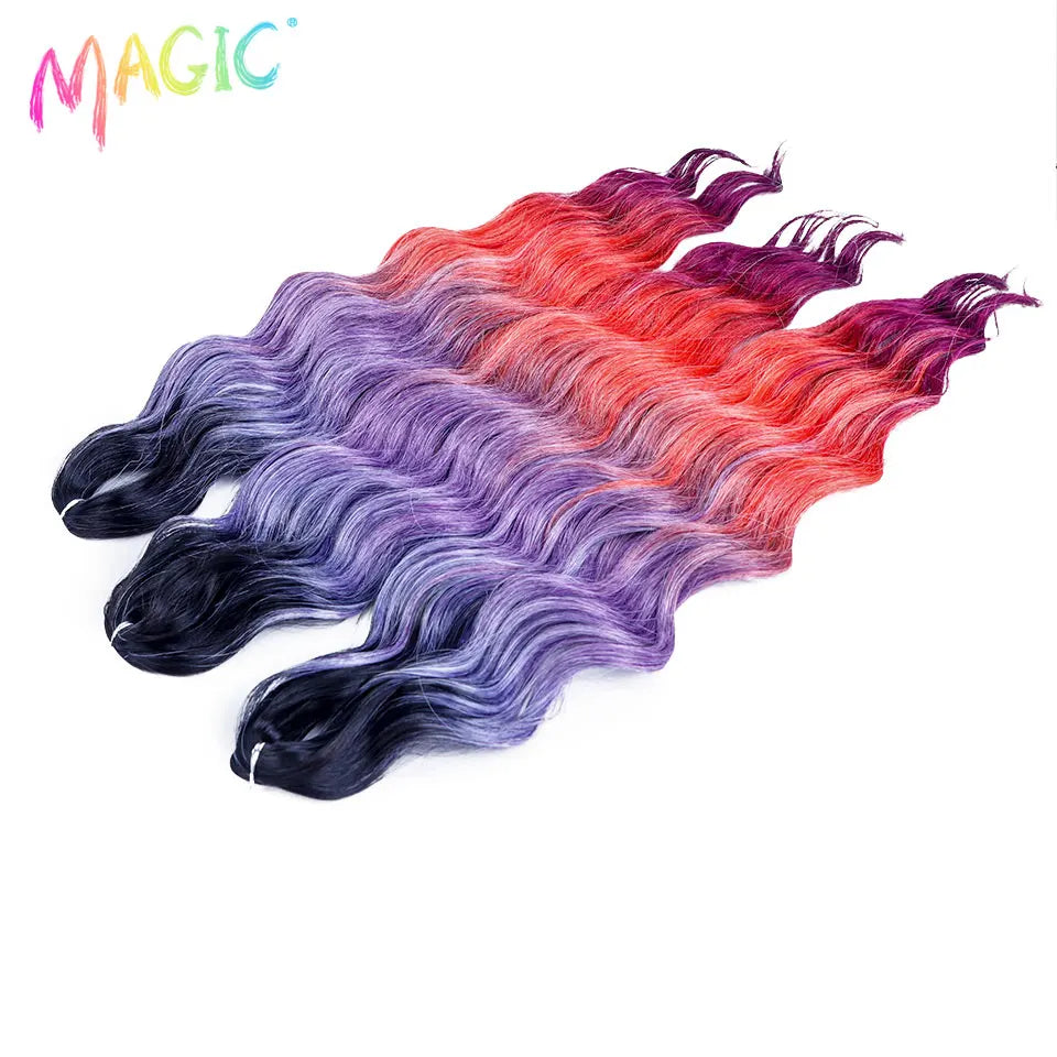 Anna Synthetic Hair 24 Inch Water Wave Braiding Hair Extensions Ombre Blonde Deep Wave Afro Curl Twist Crochet Hair for Women