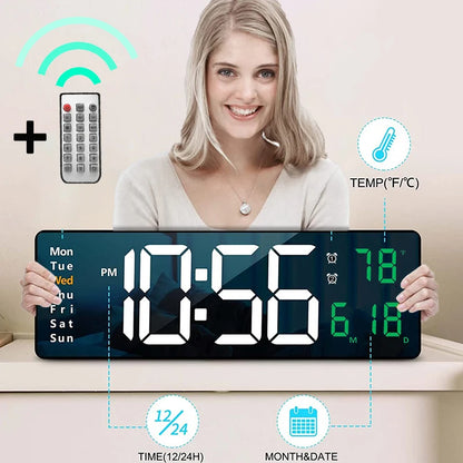 Smart Mute LED Electronic Wall Clock Modern Desk Clock Night Alarm Minimalist Thermometer Air Clock Home Decor For Living Room