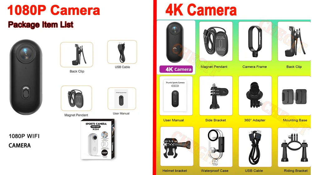 4K WiFi HD POV Magnetic Mini Action Camera Wireless Pocket Video Vlog Cam Helmet Motorcycle Bicycle Sports Holder Mount Recorder