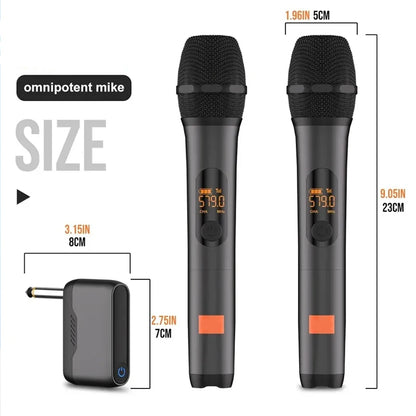 Microphone Wireless UHF 2 Channel Karaoke System Built-in Lithium Battery Cordless Handheld Mic For JBL Church Party Speaker