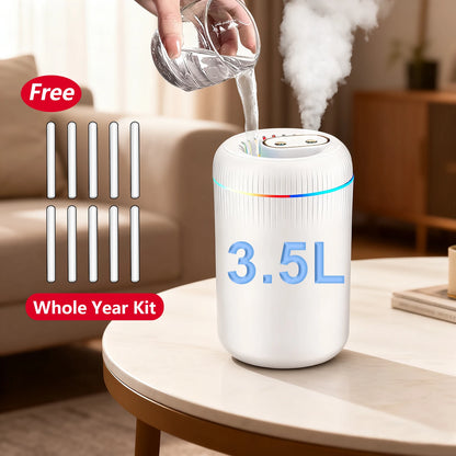 3.5L Large Desktop Air Humidifier USB Double Mist Maker RGB Light Household Mute Hydrating Christmas Gift Idea