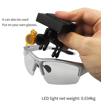 2.5X/3.5X 420mm Dental Loupe Magnifier Binocular Magnifier Surgery Surgical Operation Loupe with Spotlight Head Light 5W LED