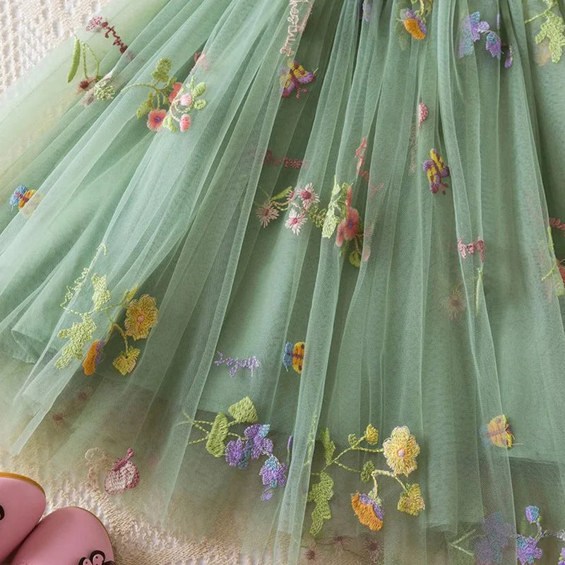 Girls' Dresses Summer Floral Tulle Strapless Baby Girls Dress Cute Princess-Style Weddings Baby Dress Baby Girl Clothing