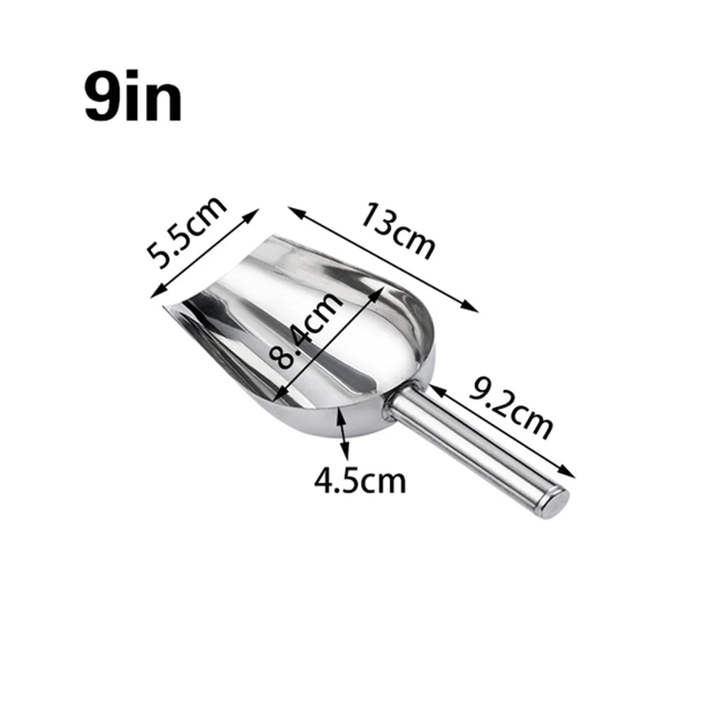 High-Quality Stainless Steel Ice Scoop Food Flour Sugar Scoop Popcorn Coffee Beans Tools Ice Scooper Shovel