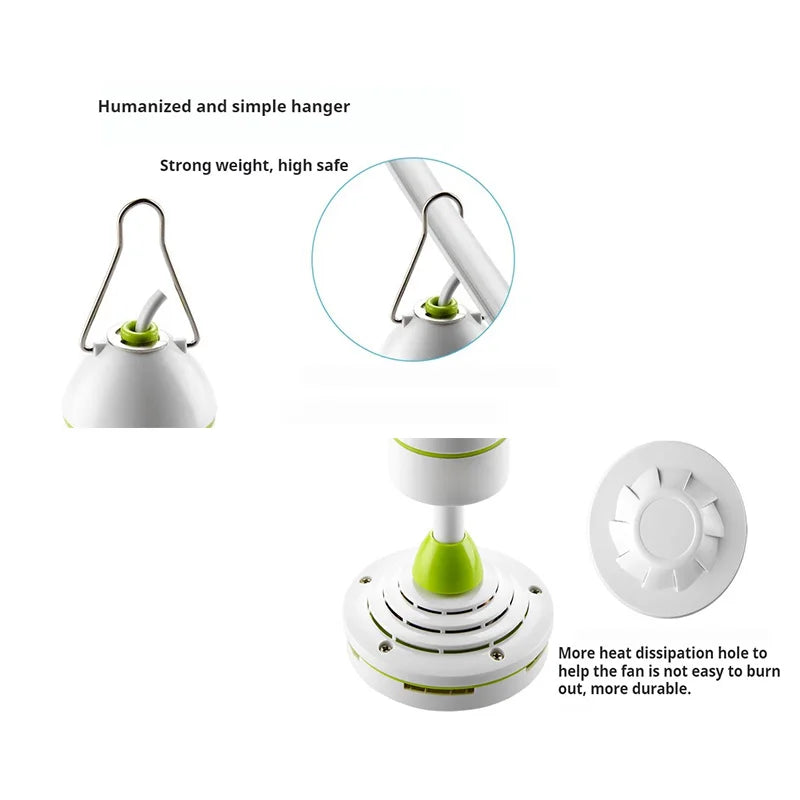 Silent 5 Leaves Ceiling Canopy fan with 1.8m switch Hanging Fan for Camping Bed Dormitory Tent 220V