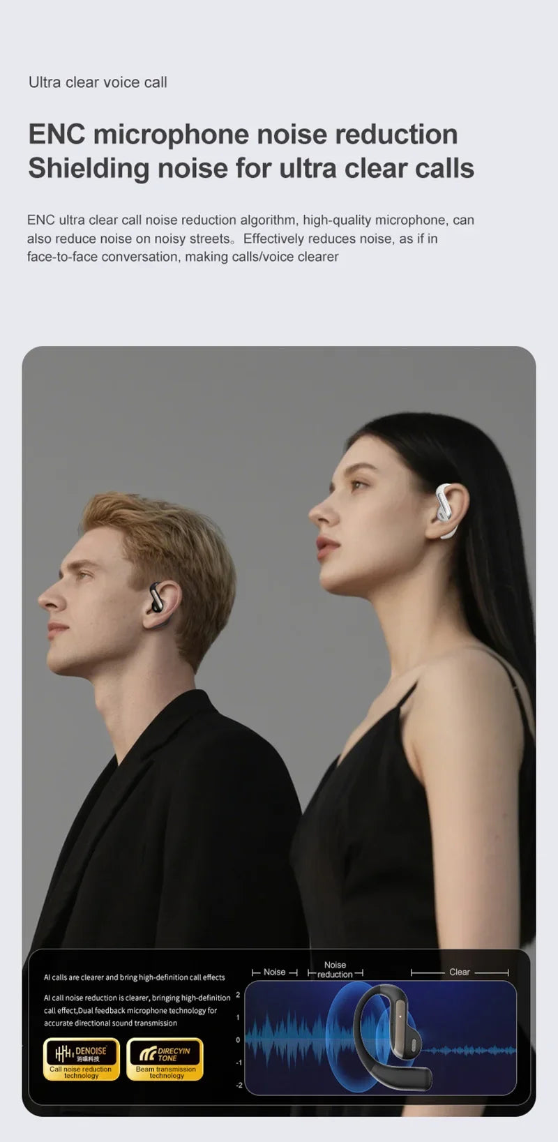 Smart AI Translation Headset True Wireless Sports Long-lasting Bluetooth Headset Stereo Sound Semi-in-ear Air Conduction Headset