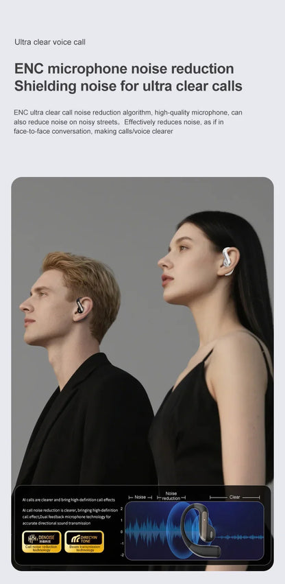 Smart AI Translation Headset True Wireless Sports Long-lasting Bluetooth Headset Stereo Sound Semi-in-ear Air Conduction Headset