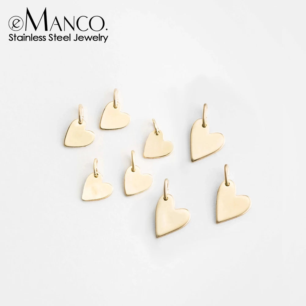 eManco Mother's Day Blank Heart Charms Stainless Steel Mirror Polished Pendant Making DIY Necklace Bracelet 48 Hour Shipping