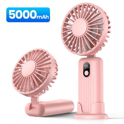 TOPK 5000mah Mini Portable Fan, USB Desk Electric Fan, Small Personal hand Fan with USB Rechargeable Cooling Neck Fans for Room