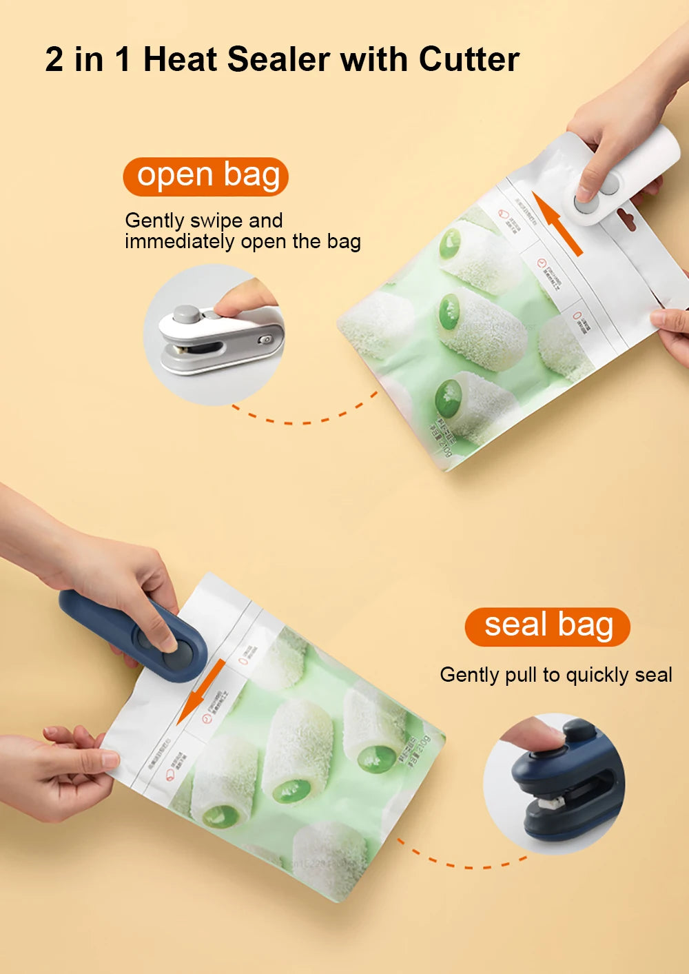 Mini Heat Bag Sealing Machine Plastic Bag Sealer Rechargeable Food Packing Bag Thermal Sealer Portable Plastic Bag Heat Sealer