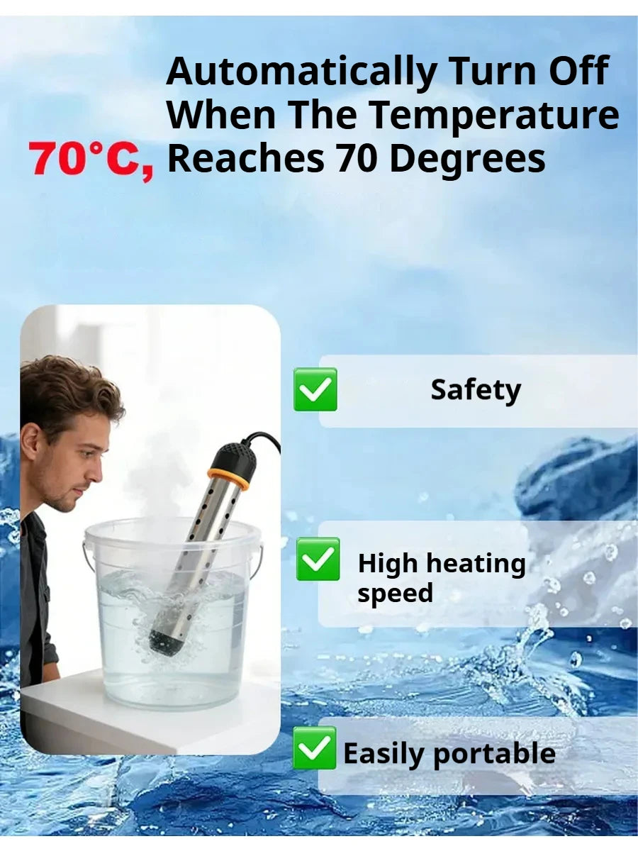 Pool Heater Water Heating Boiler Swimming Solar Bath Tub Immersion Portable Hot Fast Automatic Power Off Intelligent 1500W/2500W