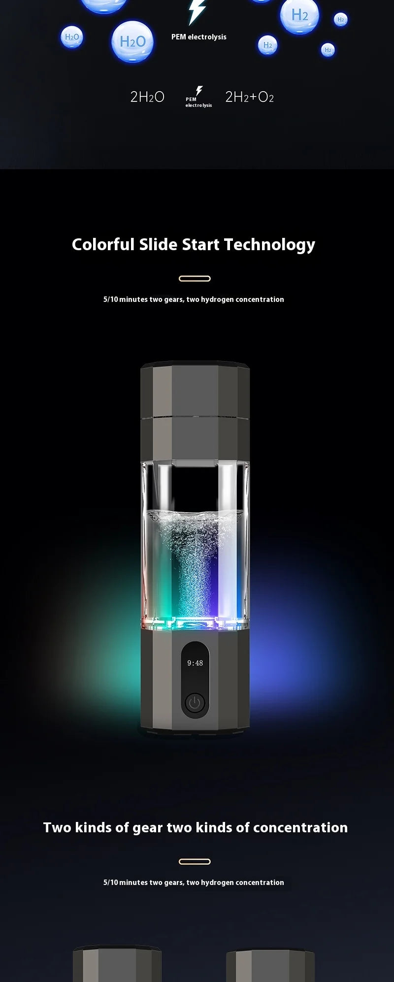High Quality 6000-8000PPB Hydrogen Rich Water Bottle Cup Portable USB Powered Hydrogen Water Generator for Household Use