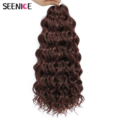 18 24“Synthetic Deep Wavy Twist Crochet Hair Afro Curls Water Wave Crochet Braids Ombre Brown Braiding Hair Extensions For Women