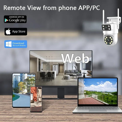 4K 8MP  Tuya Dual Lens PTZ WIFI Camera Full HD Dual Screen Ai Human Auto Tracking Outdoor 4MP Security Video Surveillance Camera
