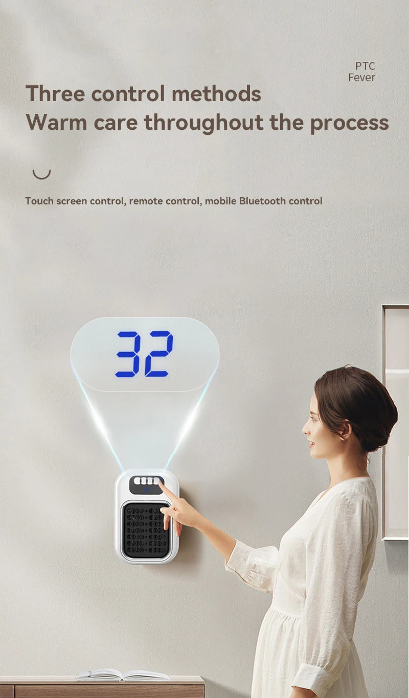 Portable Heater Electric Heater Plug in Wall Room Heater Radiator Remote Warmer Machine Muted for Bedroom Bathroom Office